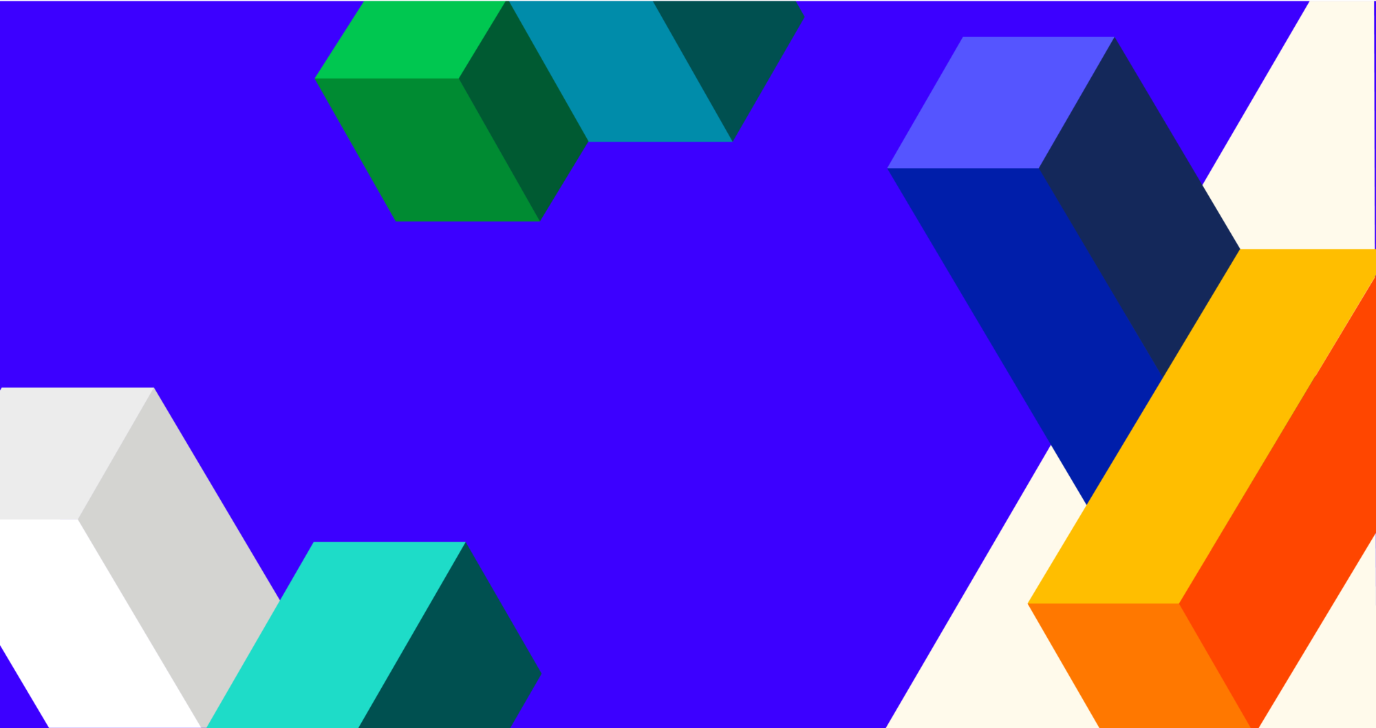 Background image showing block several shapes in different colours with a Blue and off white background.