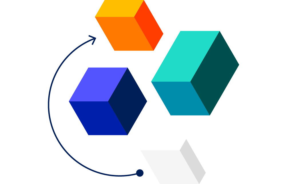 Collection of floating decorative blocks