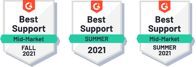 3 G2 badges for best support, awarded to PathFactory in Fall & Summer '21