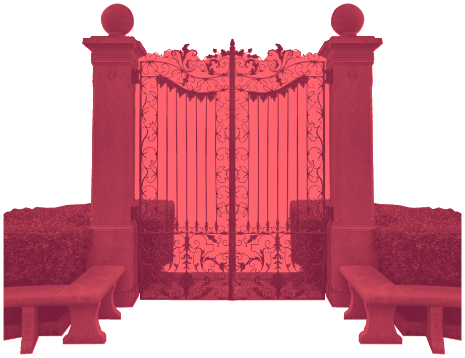 Closed gate of a mansion
